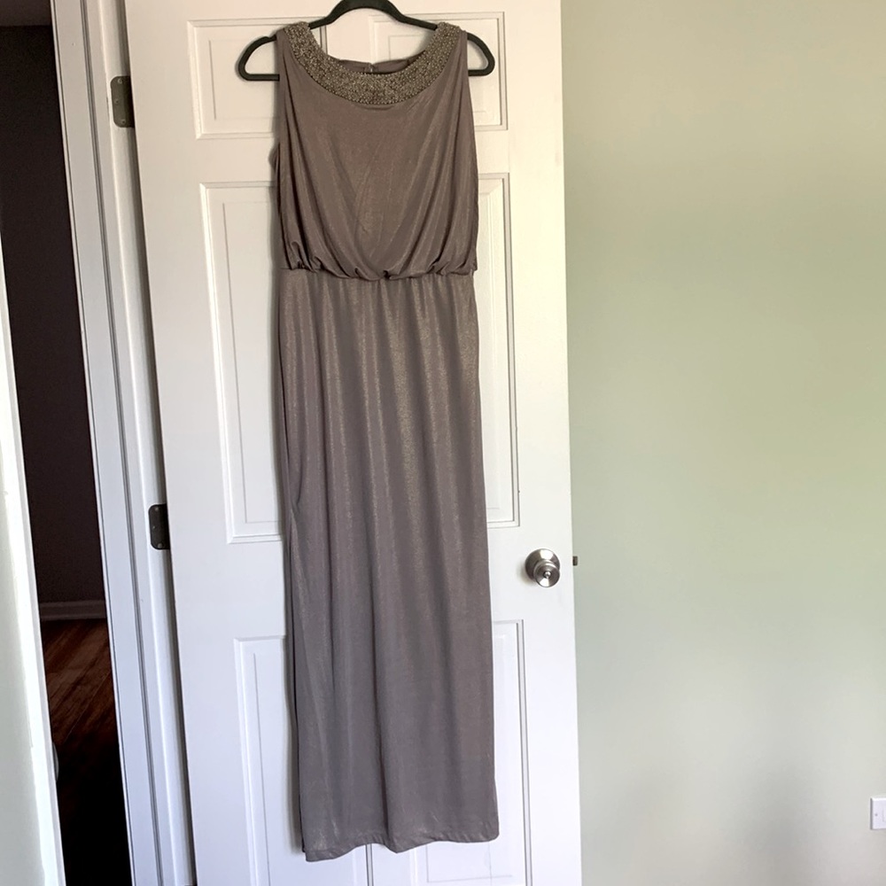 Beaded Tan w Gold Gown Size 4